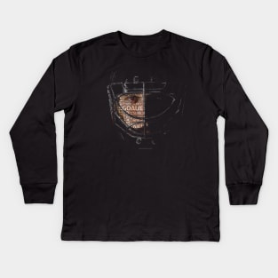 Typographic Hockey Goalie Tribute Kids Long Sleeve T-Shirt